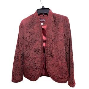 Coldwater Creek Red‎ Embroidered Floral Blazer Jacket - Size Small (6-8)
